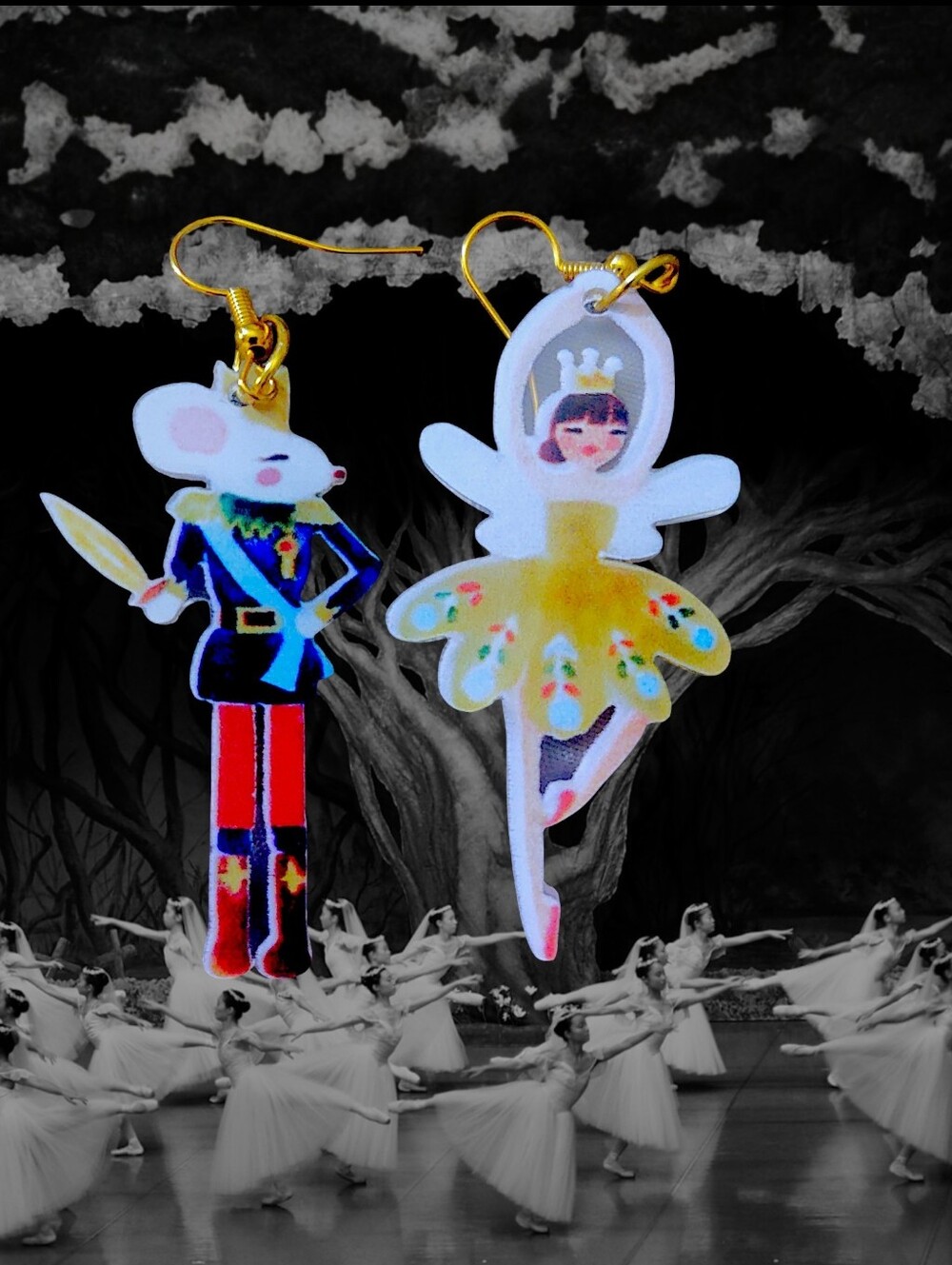 Nutcracker Mouse & Ballerina Dangle Earrings *Christmas In July*